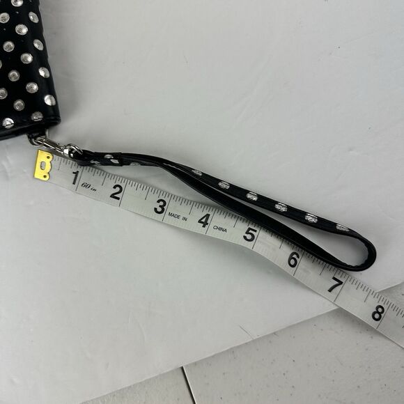 LODIS Black Silver Polka Dots Leather Bifold Wristlet Zip Coin Pouch Card Slots - Picture 8 of 8
